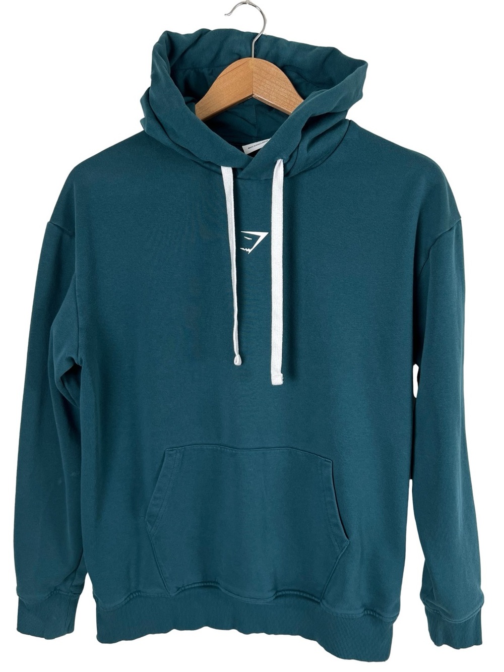 Gymshark Fraction Hoodie Women’s Small Teal Blue Pullover Sweatshirt Logo Hood